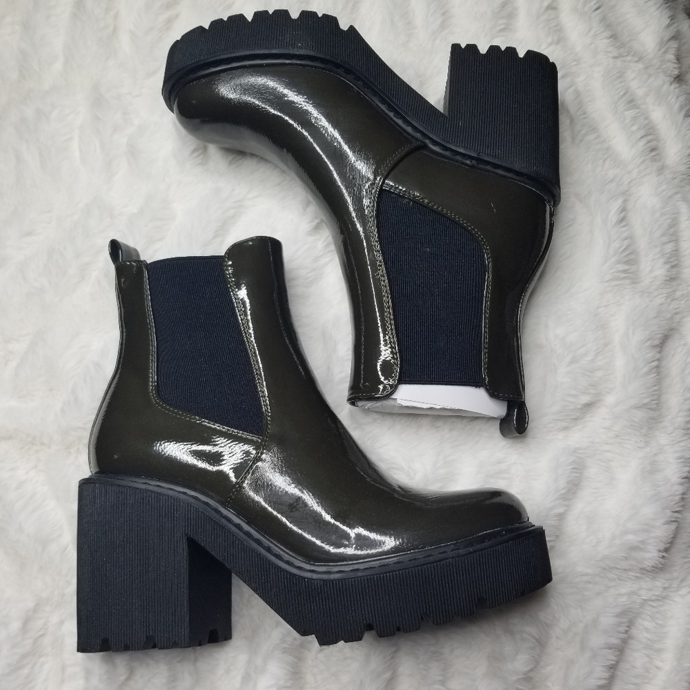 Stylish Olive Green Platform Ankle Boots